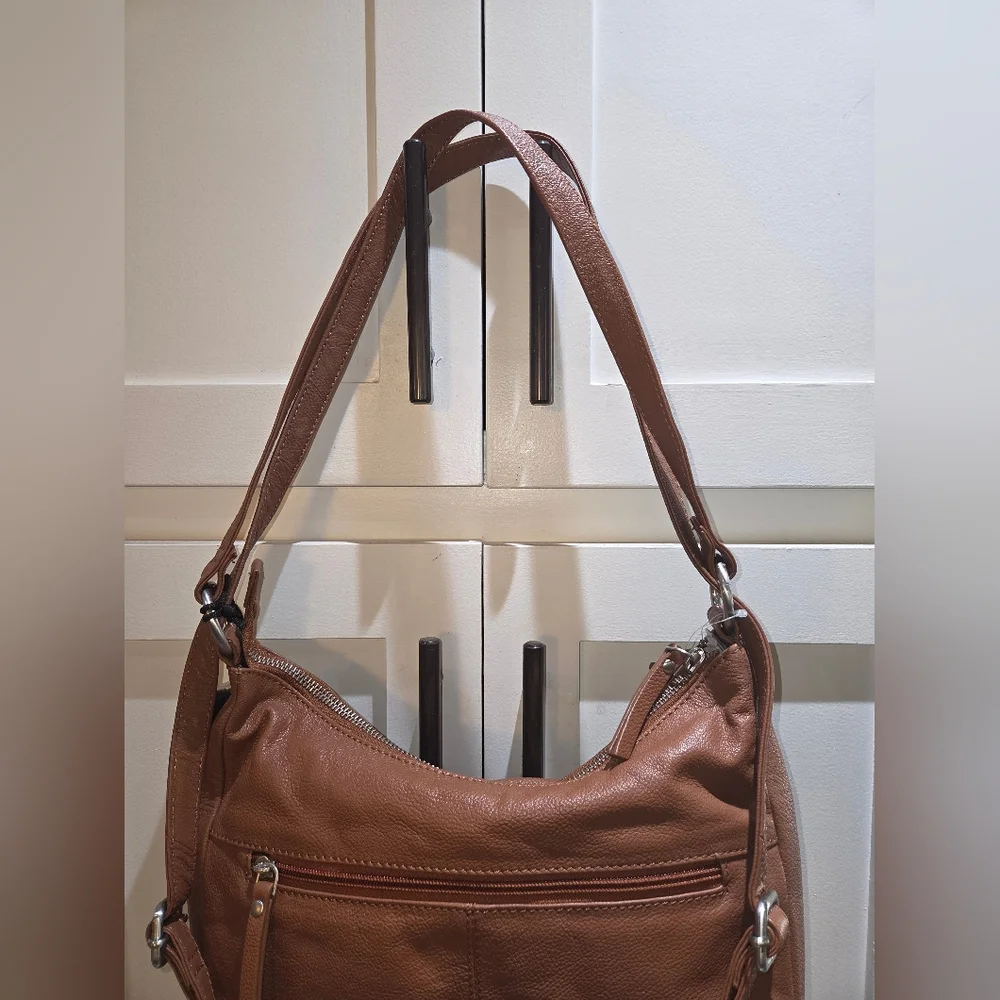Genicci NWT Cognac Genuine Leather Shoulder Bag - Picture 9 of 9